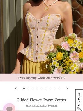 ISO! need a S and it’s sold out! Gilded Flower Poem Corset- Pink & Yellow Floral
